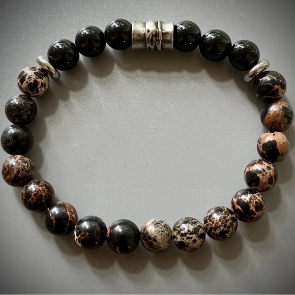 Black Sea Sediment and Black Obsidian Handcrafted Bead Bracelet - Picture 6 of 6